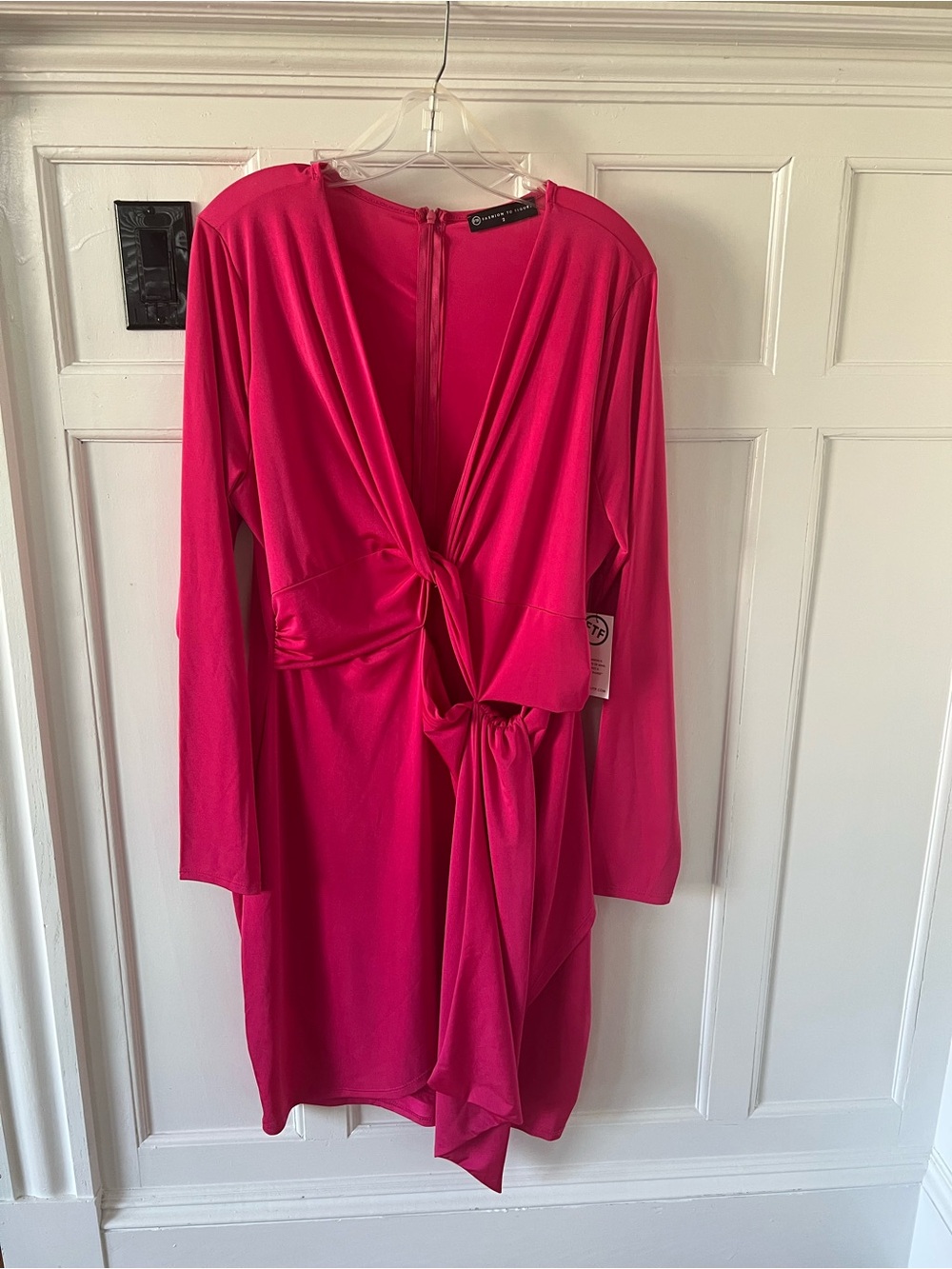 Fashion to Figure Hot Pink Stretch Dress with Knot Front